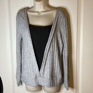 SHEIN Light Gray V-Neck Sweater